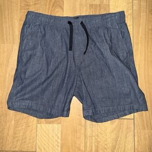 Men's H&M Relaxed Fit Cotton Drawstring Shorts Blue Size 36R
